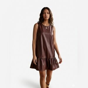 Express Chocolate Faux Leather Brown Mini Dress
